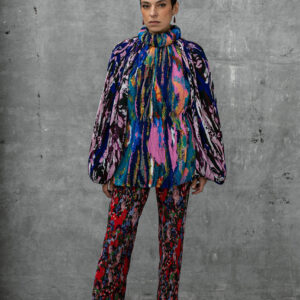 SHIBORI PLEATED TROUSERS “BLOOD MOON”