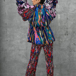 SHIBORI PLEATED TROUSERS “BLOOD MOON”